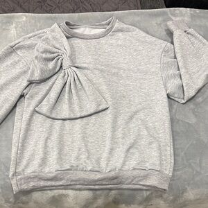 Gray Sweatshirt with Bow Detail